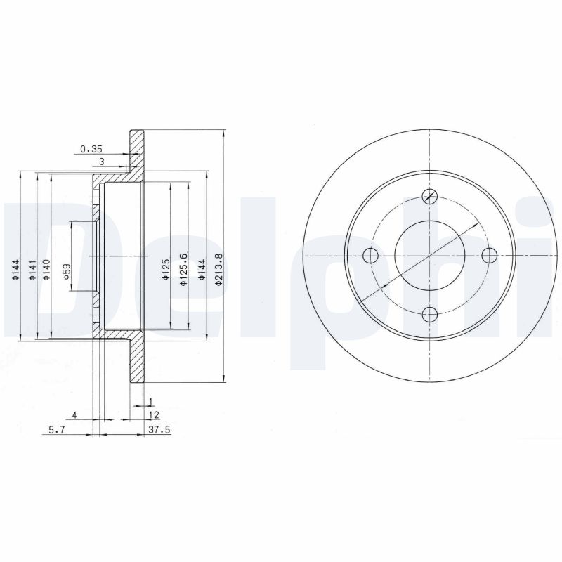 DELPHI Bremseskive bg2357 214mm 12mm for NISSAN