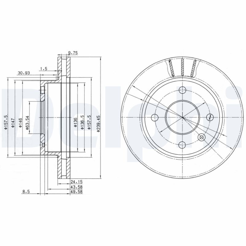 DELPHI Bremseskive bg2367 240mm 24mm for FORD PANTHER