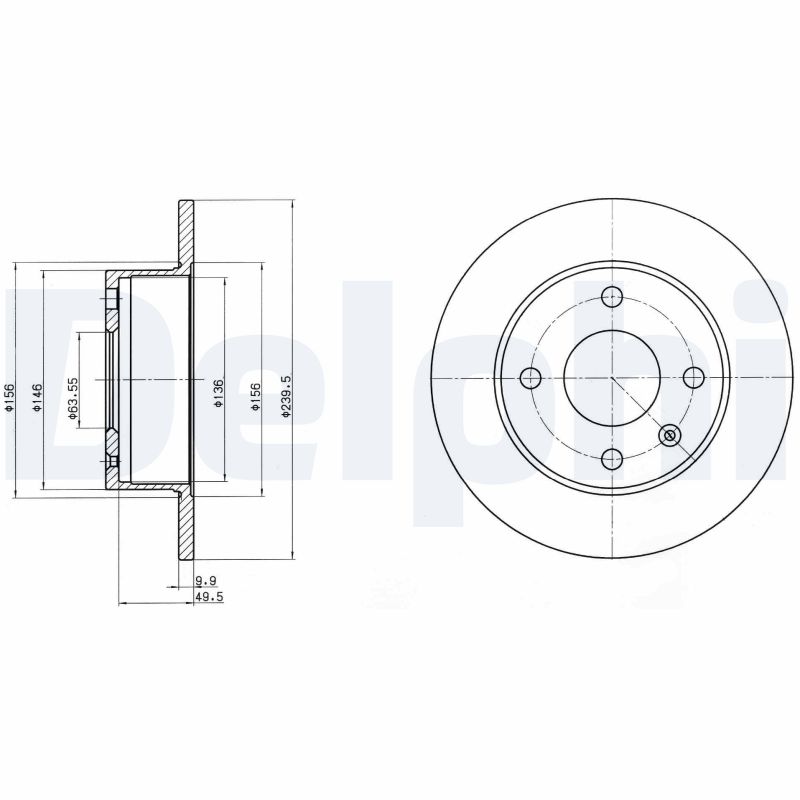 DELPHI Bremseskive bg2376 240mm 10mm for FORD