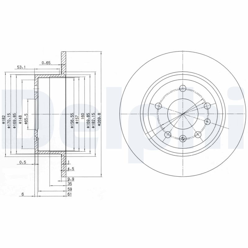 DELPHI Bremseskive bg2381 270mm 10mm for VAUXHALL OPEL