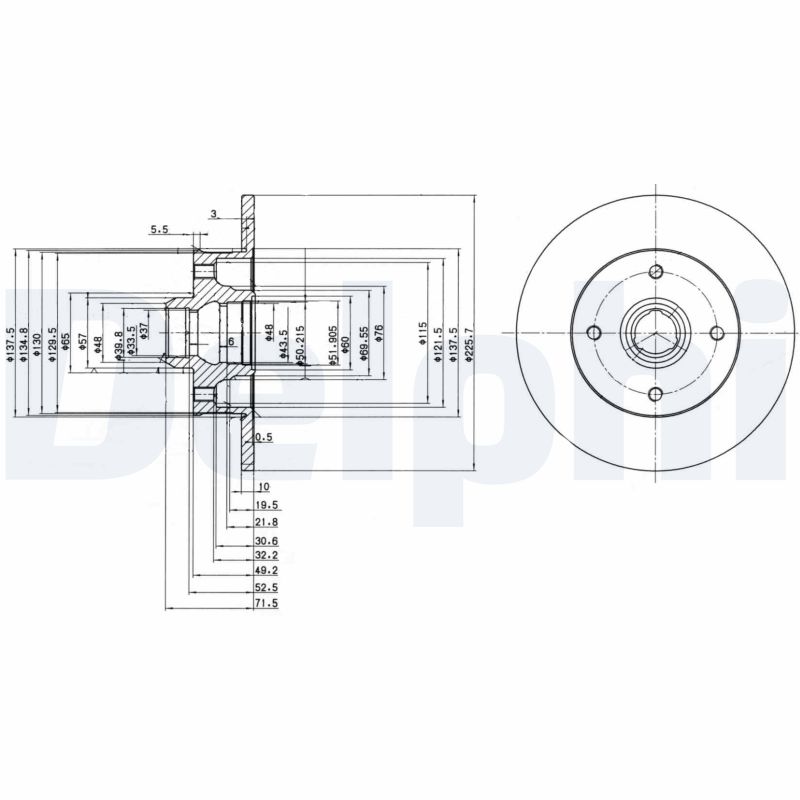 DELPHI Bremseskive bg2389 226mm 10mm for VW