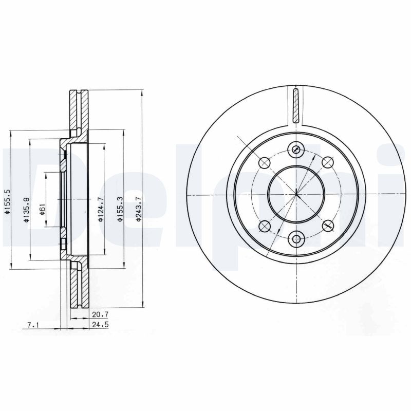 DELPHI Bremseskive bg2403 244mm 20mm for RENAULT