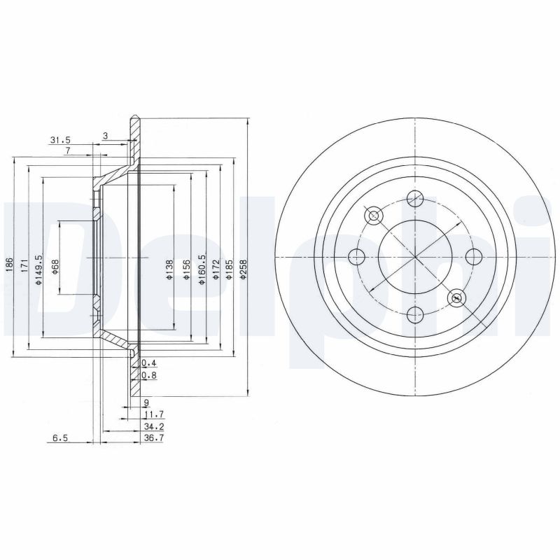 DELPHI Bremseskive bg2420 258mm 9mm for SAAB
