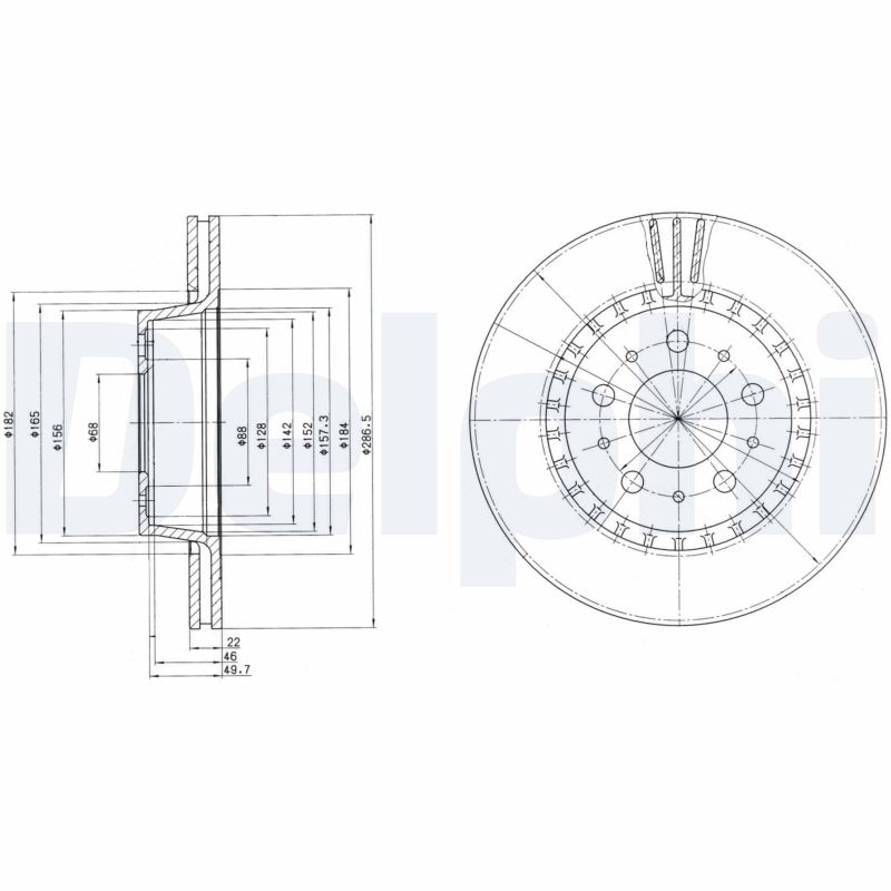 DELPHI Bremseskive bg2426 287mm 22mm for VOLVO