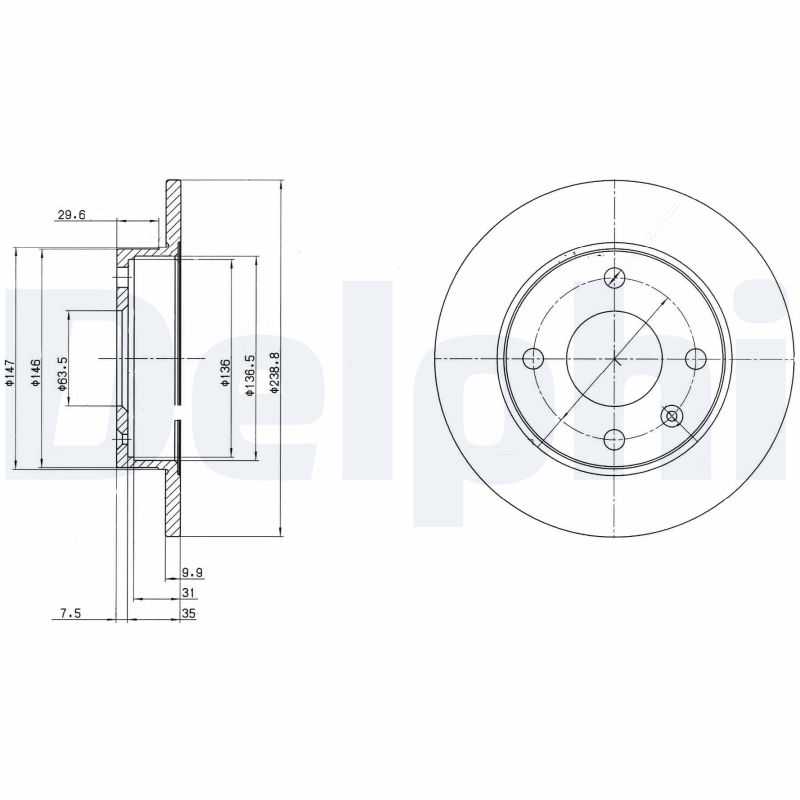 DELPHI Bremseskive bg2439 240mm 10mm for FORD