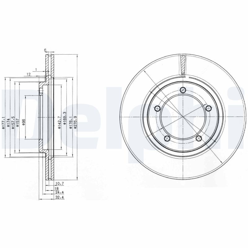 DELPHI Bremseskive bg2534 277mm 18mm for FIAT DAIHATSU