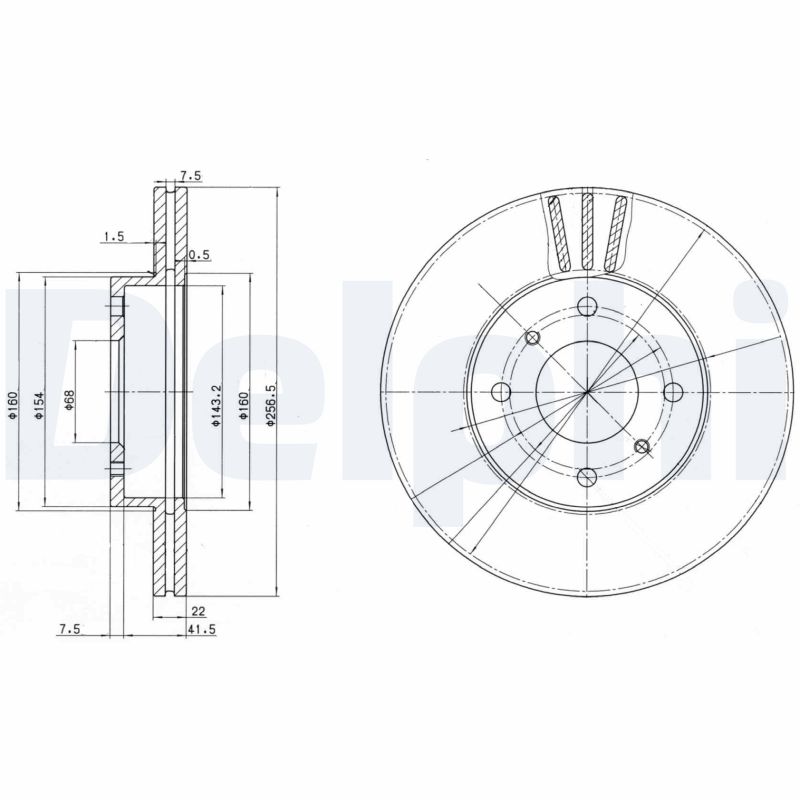 DELPHI Bremseskive bg2567 257mm 22mm for NISSAN INFINITI