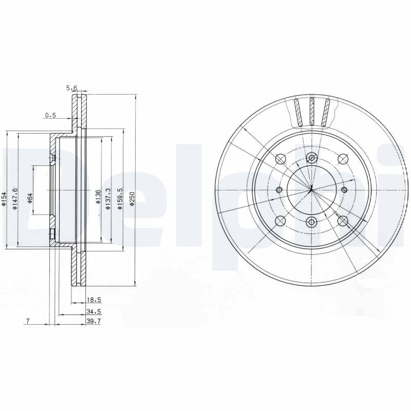 DELPHI Bremseskive bg2583 250mm 18mm for SUZUKI