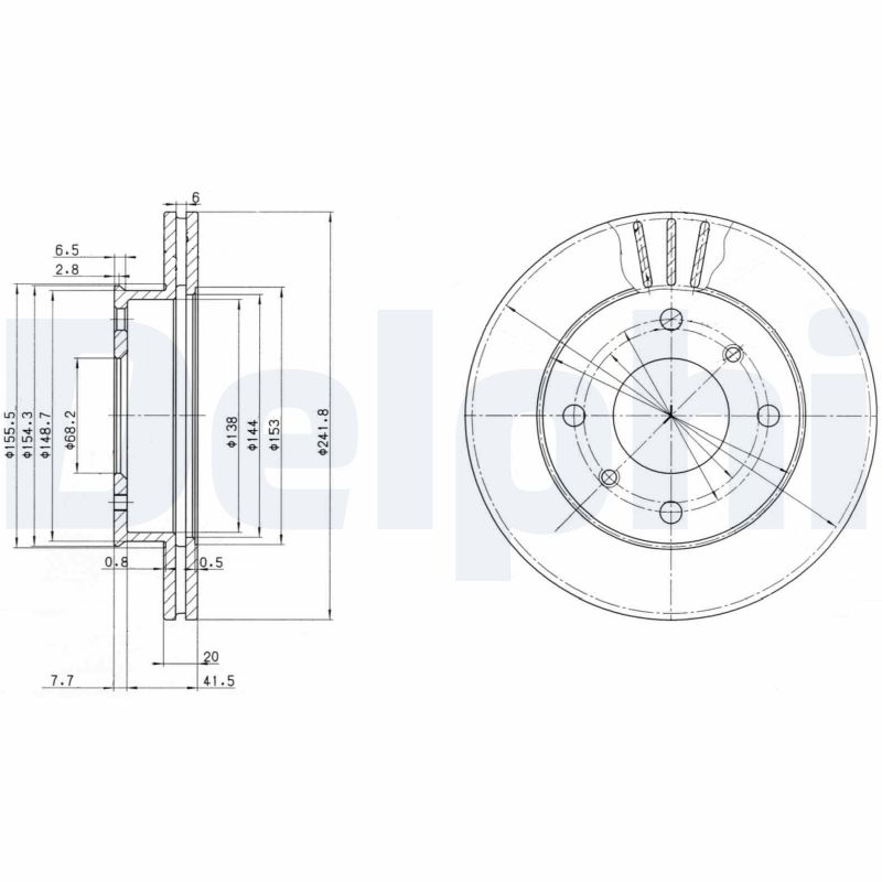 DELPHI Bremseskive bg2632 242mm 20mm for NISSAN