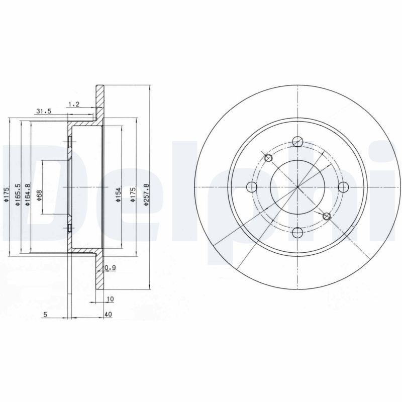 DELPHI Bremseskive bg2633 258mm 10mm for NISSAN