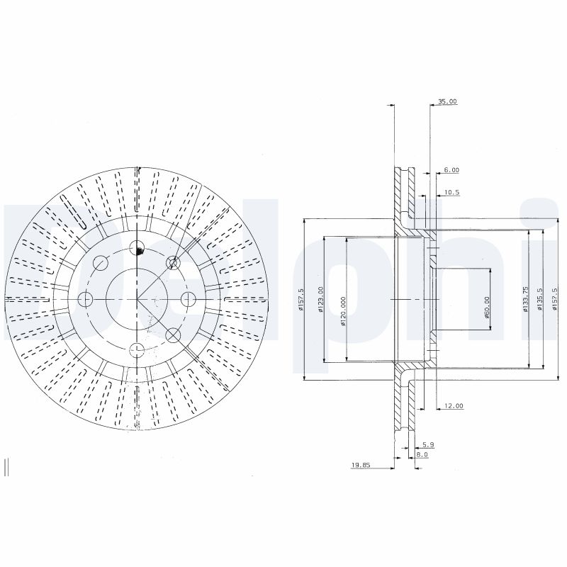DELPHI Bremseskive bg2636 256mm 20mm for OPEL VAUXHALL