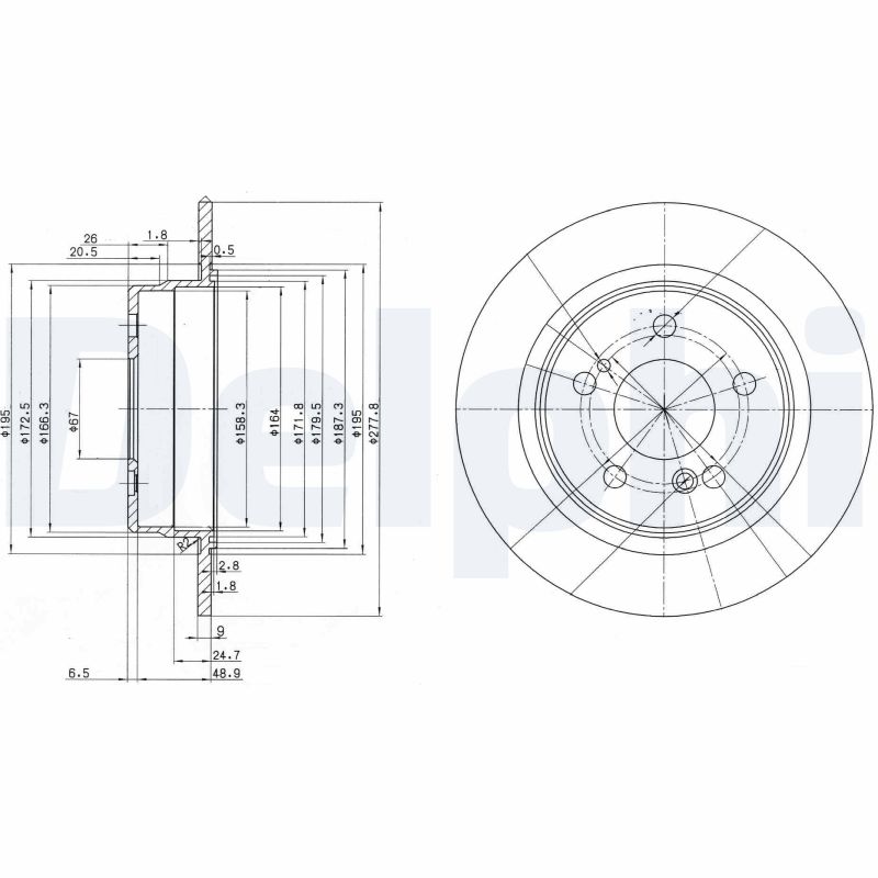 DELPHI Bremseskive bg2676 278mm 9mm for MERCEDES-BENZ