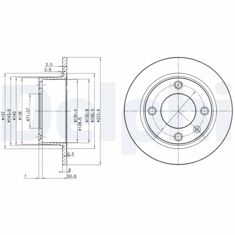 DELPHI Bremseskive bg2691 224mm 9mm for CITROËN