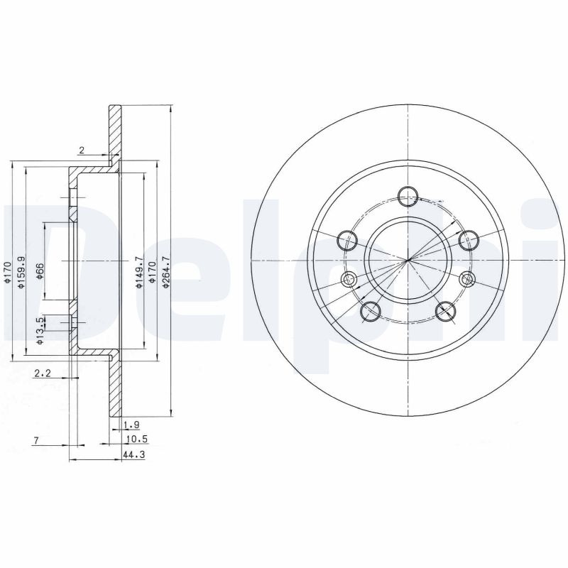 DELPHI Bremseskive bg2696 265mm 10mm for RENAULT