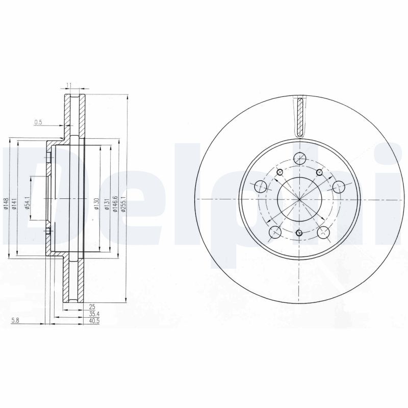 DELPHI Bremseskive bg2711 255mm 25mm for TOYOTA