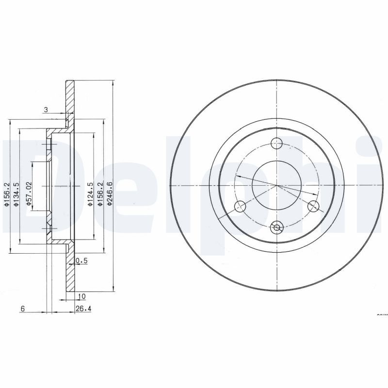 DELPHI Bremseskive bg2724 247mm 10mm for MEGA CITROËN