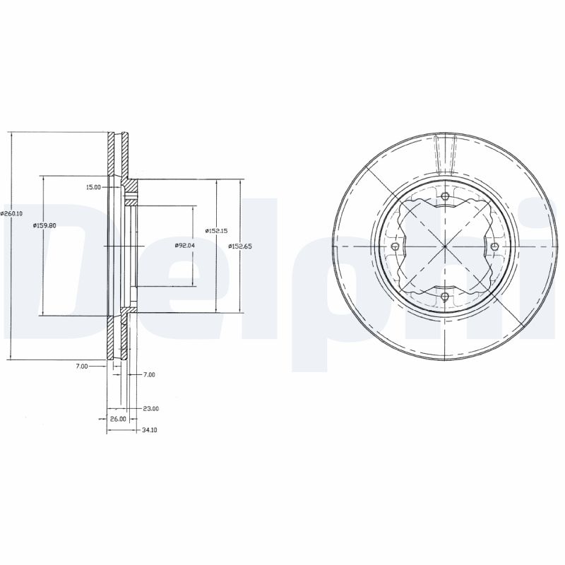 DELPHI Bremseskive bg2798 261mm 23mm for ROVER HONDA