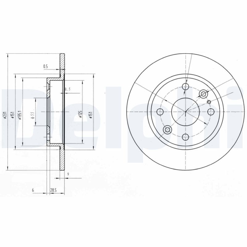 DELPHI Bremseskive bg2803 231mm 9mm for MAZDA