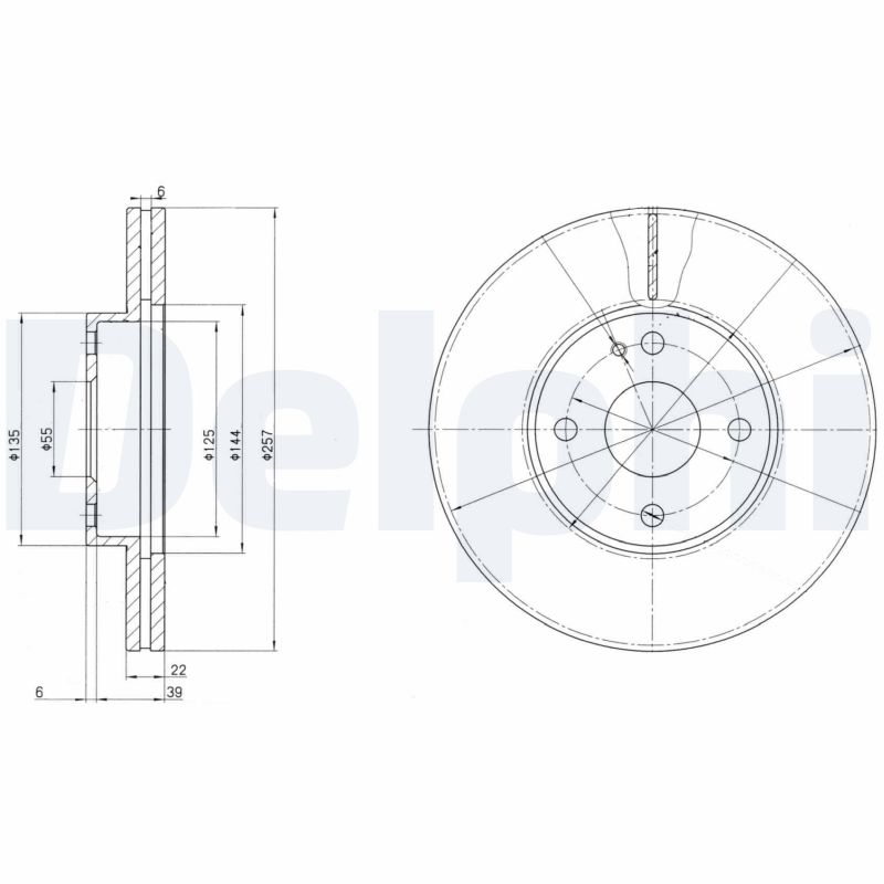 DELPHI Bremseskive bg2804 257mm 22mm for MAZDA