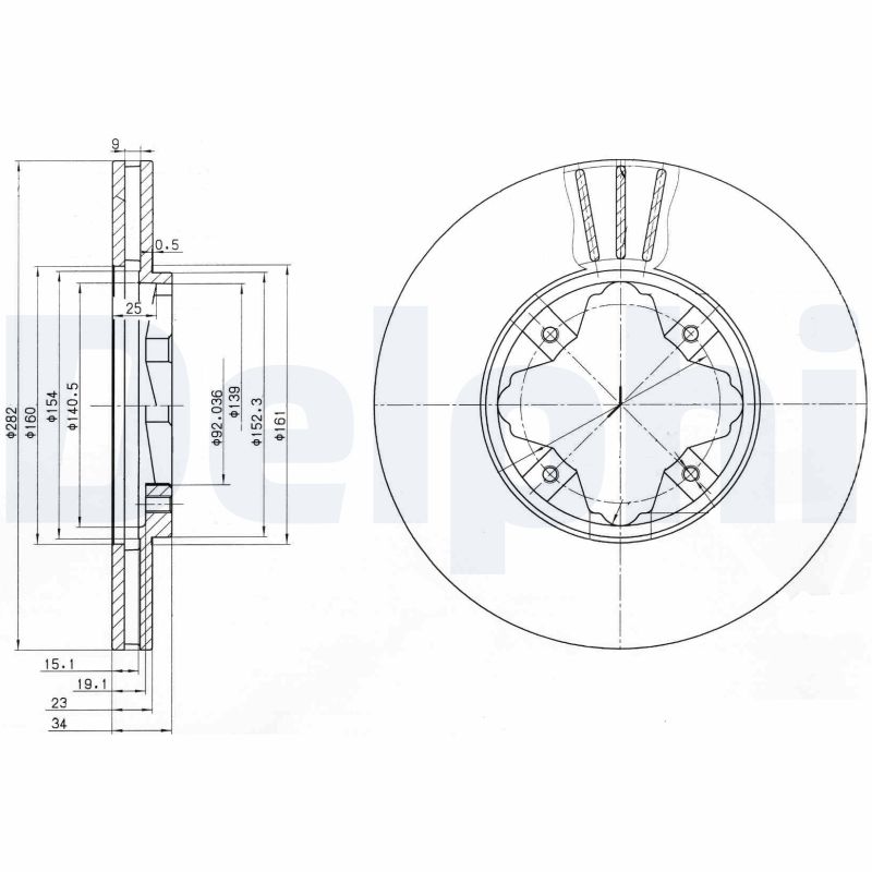 DELPHI Bremseskive bg2816 282mm 23mm for HONDA ROVER