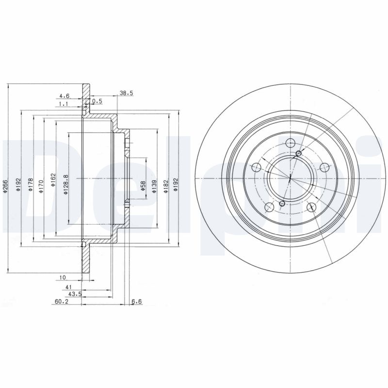DELPHI Bremseskive bg2826 266mm 10mm for SUBARU