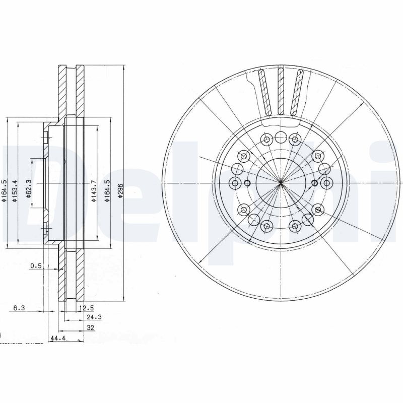 DELPHI Bremseskive bg2829 296mm 32mm for LEXUS