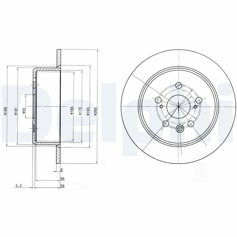 DELPHI Bremseskive bg2884 269mm 9mm for TOYOTA