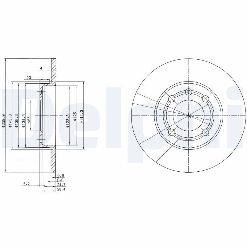 DELPHI Bremseskive bg2911 239mm 10mm for VW