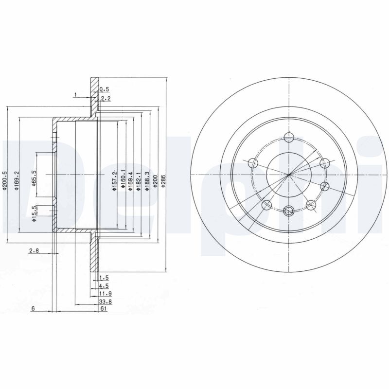 DELPHI Bremseskive bg2986 285mm 12mm for OPEL VAUXHALL