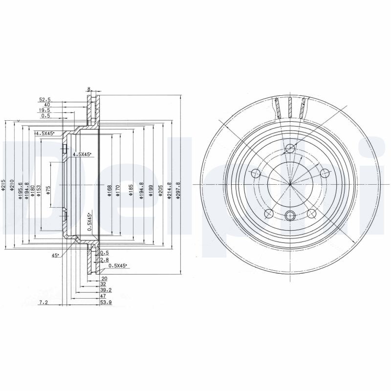 DELPHI Bremseskive bg3042 298mm 20mm for BMW