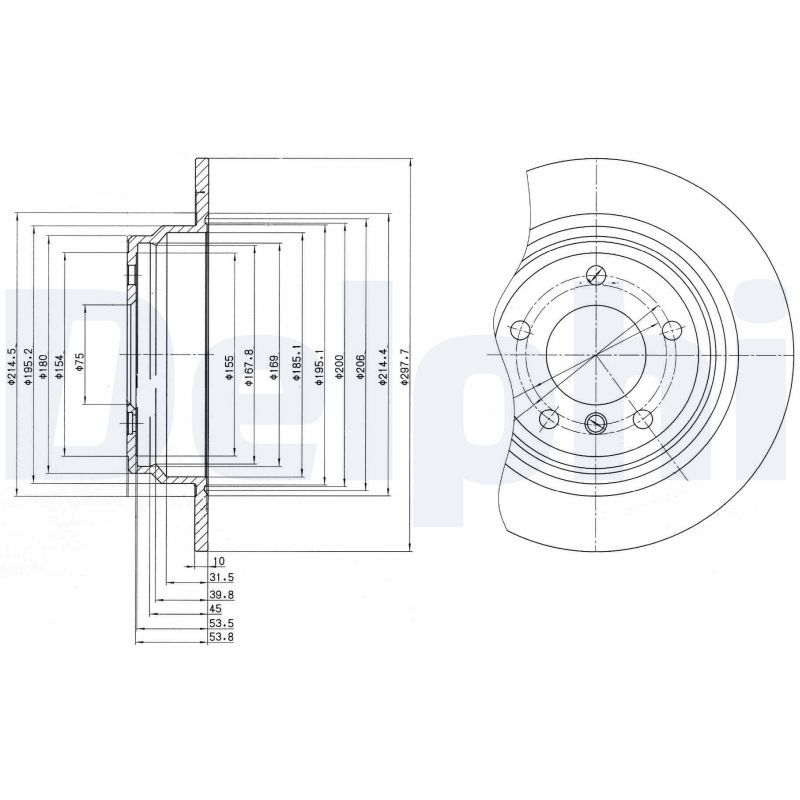 DELPHI Bremseskive bg3044 298mm 10mm for BMW