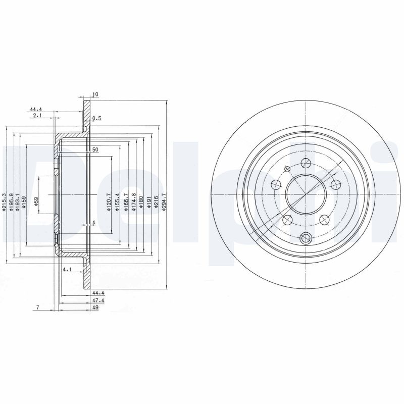 DELPHI Bremseskive bg3049 295mm 10mm for PEUGEOT LANCIA FIAT