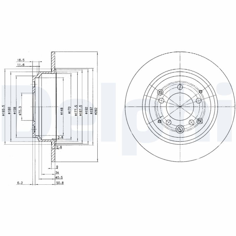 DELPHI Bremseskive bg3060 282mm 9mm for ACURA