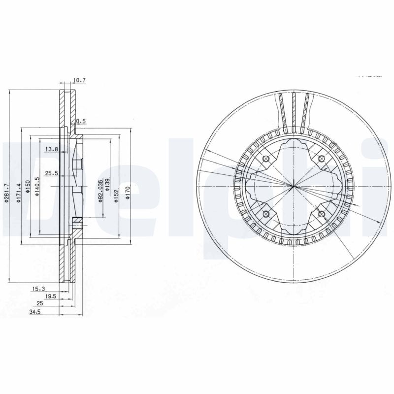 DELPHI Bremseskive bg3063 282mm 25mm for HONDA