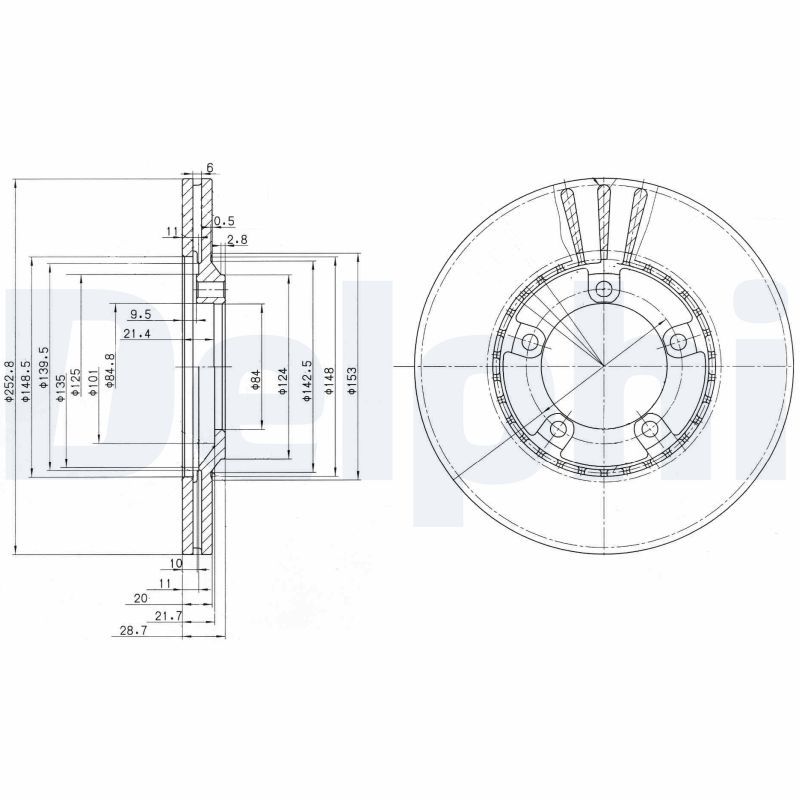 DELPHI Bremseskive bg3071 253mm 20mm for HYUNDAI