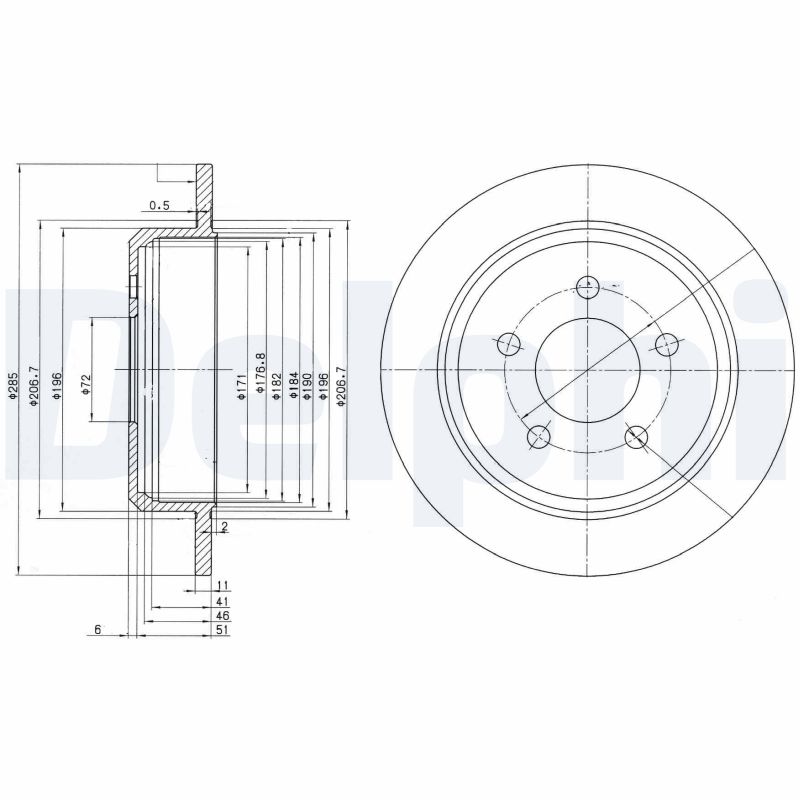 DELPHI Bremseskive bg3073 285mm 11mm for JEEP