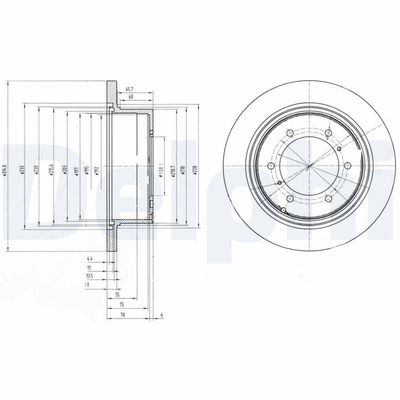 DELPHI Bremseskive bg3105 315mm 18mm for MITSUBISHI