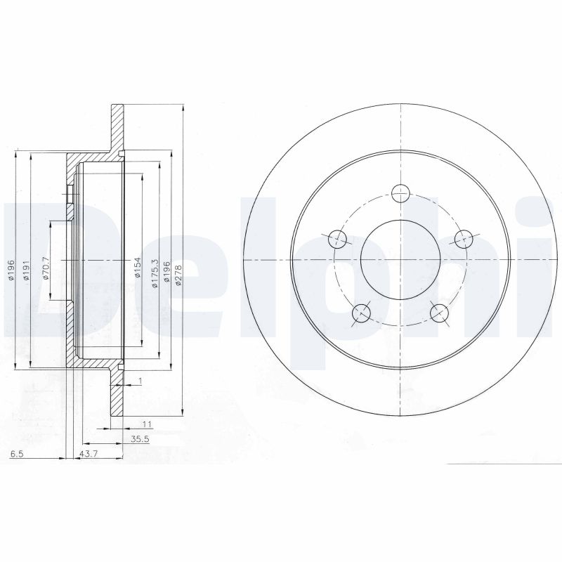 DELPHI Bremseskive bg3143 279mm 11mm for OPEL VAUXHALL OLDSMOBILE PONTIAC