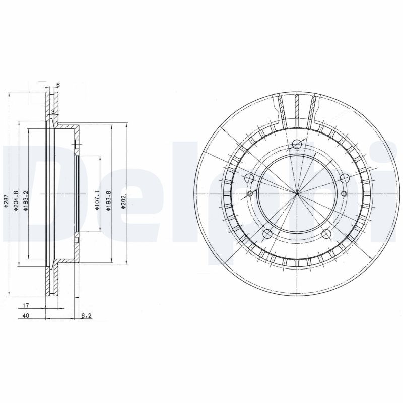 DELPHI Bremseskive bg3158 287mm 17mm for SUZUKI