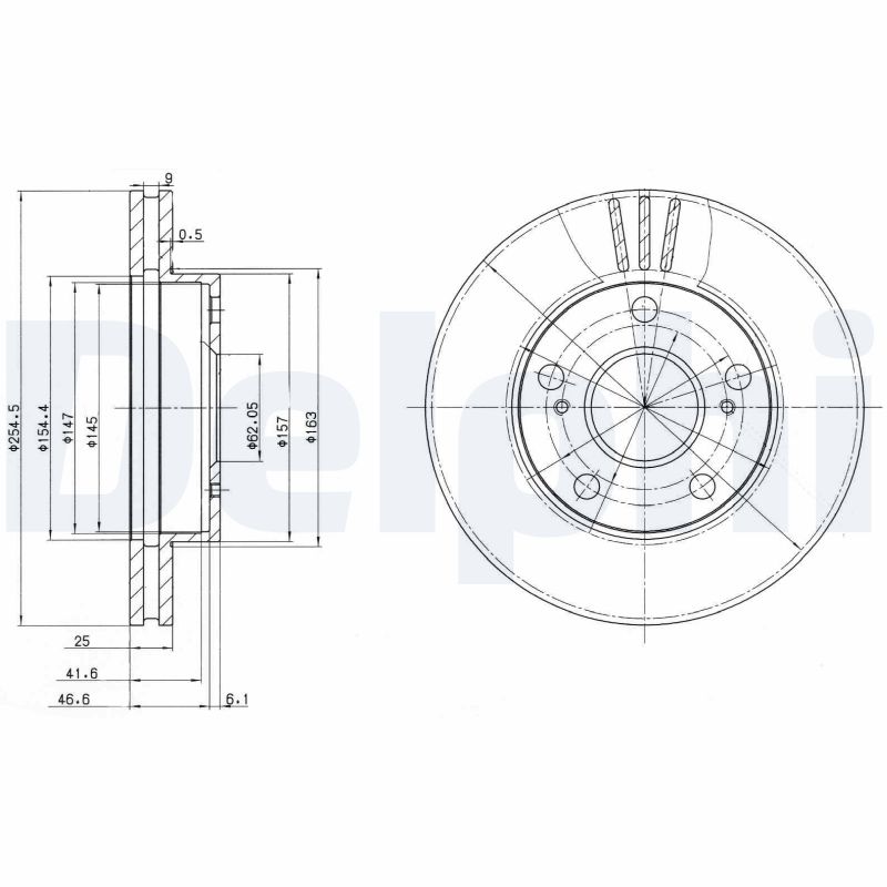 DELPHI Bremseskive bg3172 255mm 25mm for TOYOTA