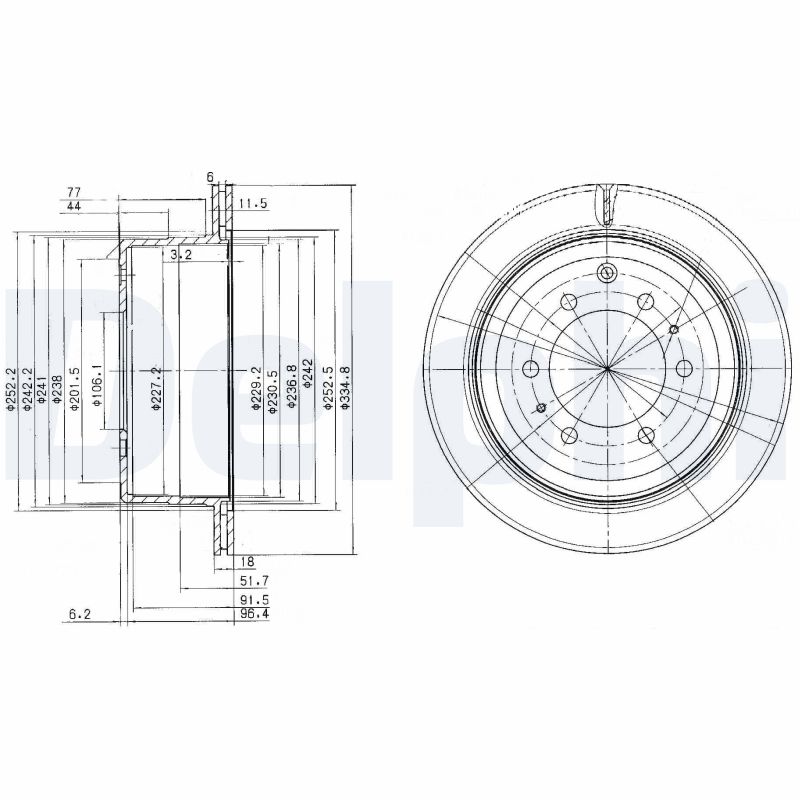 DELPHI Bremseskive bg3188 335mm 18mm for TOYOTA LEXUS