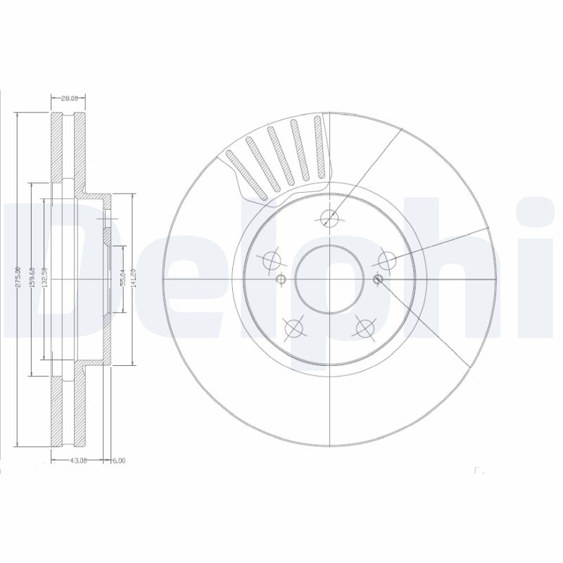 DELPHI Bremseskive bg3189 275mm 28mm for TOYOTA