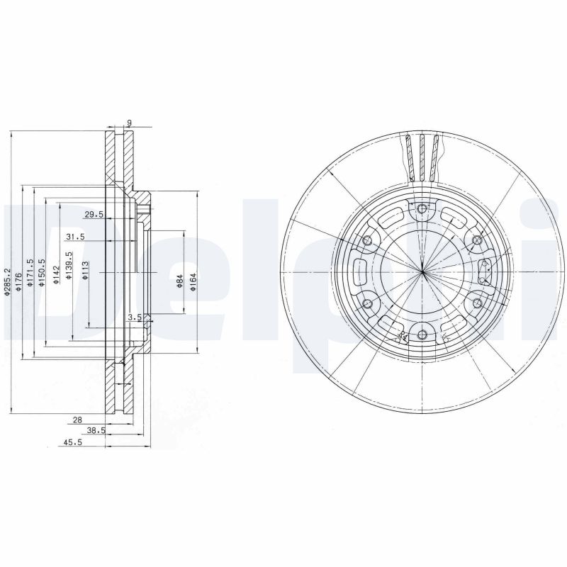 DELPHI Bremseskive bg3193 285mm 28mm for TOYOTA