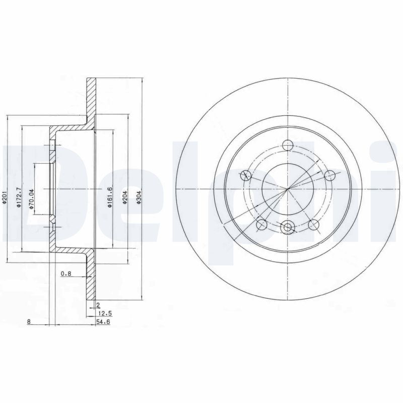 DELPHI Bremseskive bg3227c 304mm 13mm for LAND ROVER