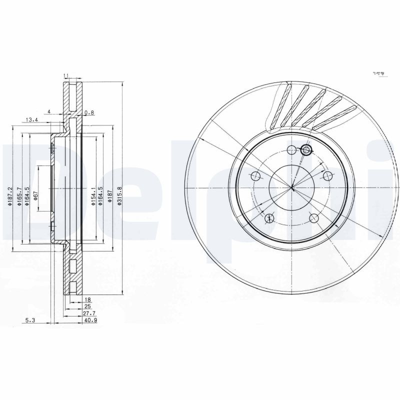 DELPHI Bremseskive bg3238 316mm 28mm for MERCEDES-BENZ