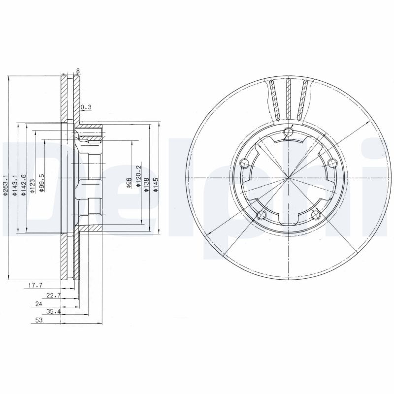 DELPHI Bremseskive bg3245 263mm 24mm for AVIA NISSAN