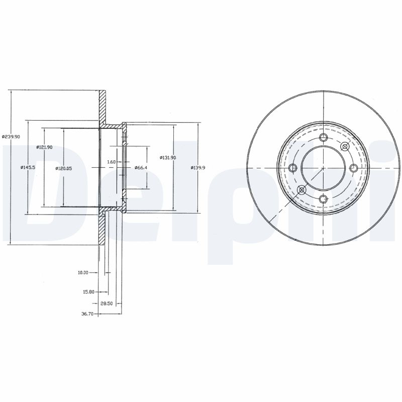 DELPHI Bremseskive bg3261 240mm 10mm for ROVER MG