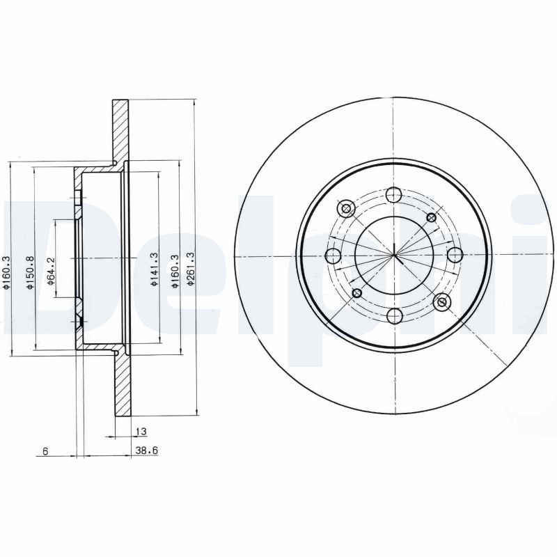 DELPHI Bremseskive bg3262 262mm 13mm for ROVER