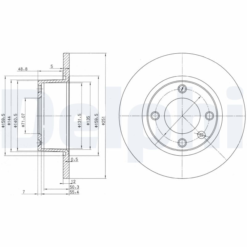DELPHI Bremseskive bg3367 251mm 12mm for CITROËN