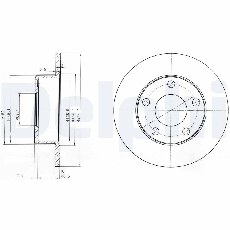 DELPHI Bremseskive bg3382 245mm 10mm for AUDI